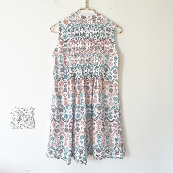 Roberta Roller Rabbit Isola Smocked Cotton Sleeveless Dress S - Picture 6 of 7